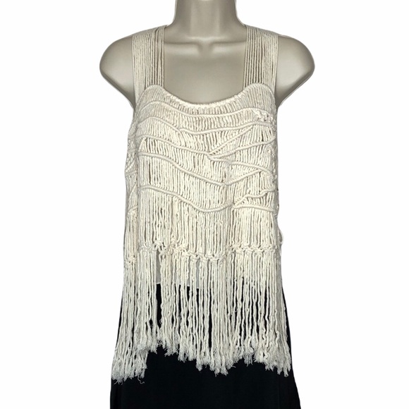 Surf Gypsy Crochet Macrame Fringe Tank Top Medium - Picture 3 of 12